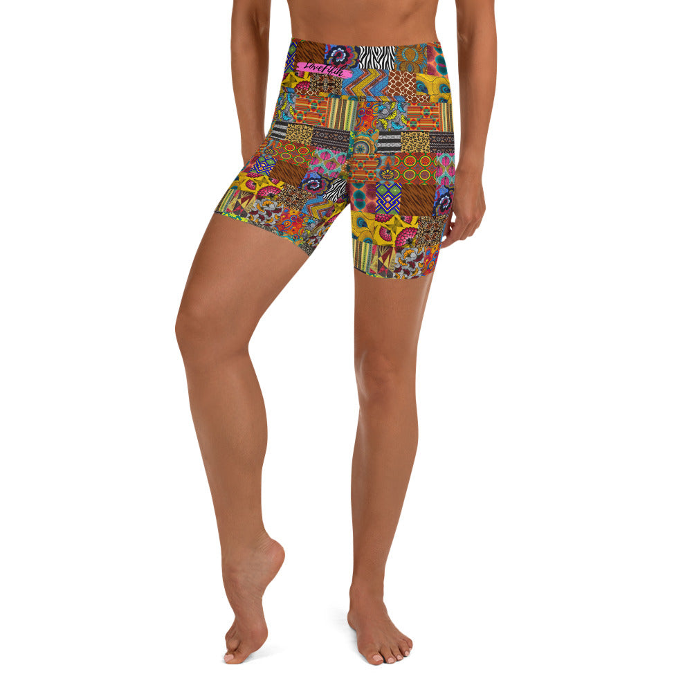 TT African Print - High Waist Yoga Shorts