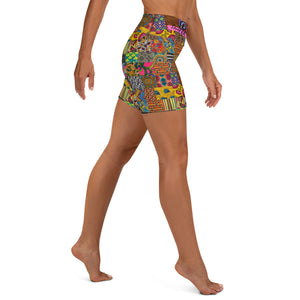 TT African Print - High Waist Yoga Shorts