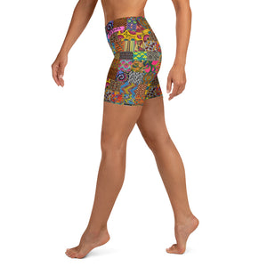 TT African Print - High Waist Yoga Shorts